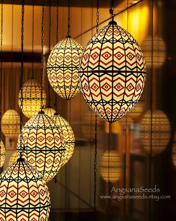 Moroccan Lanterns Photo, 8"x10", Mediterranean decor, Chevron pattern, Red, Black, White, Wall decor, Hang in there.