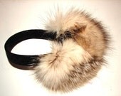 EM-23 Genuine Long Haired Natural White Beige BADGER Fur Earmuffs Great accessory and gift (Adult or Child size you pick)