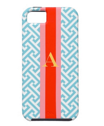 Monogrammed iPhone case Tough cover - Greek Key Personalized monogram