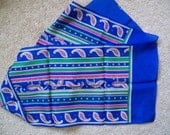 Vintage Sarah Coventry Scarf-  Royal blue, pink, and green