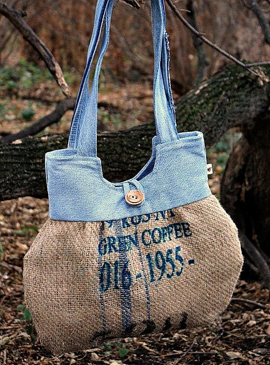 Coffee Burlap Bag/Purse/Tote
