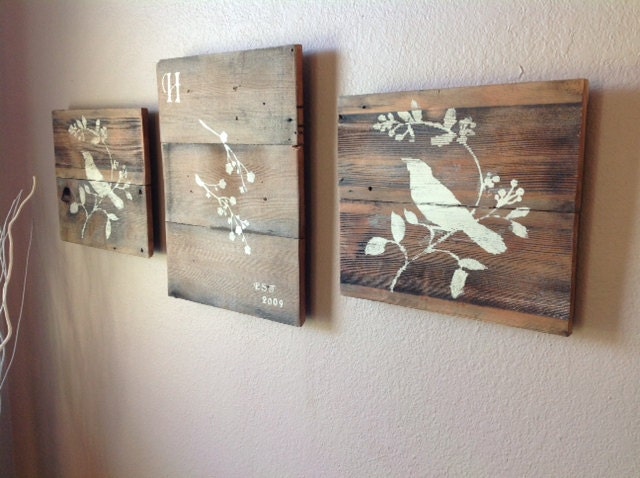Reclaimed wood wall art (set of 3)