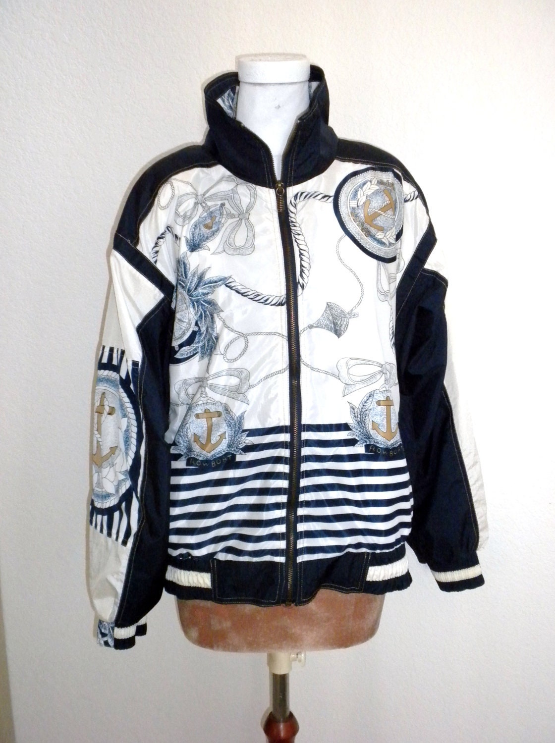 Ladies, Pretty Blue and White Jacket, East West Jacket, Size Medium