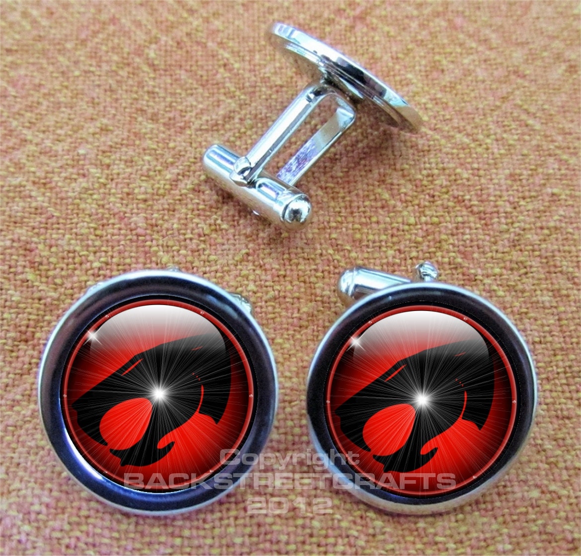 THUNDERCATS Nickel Plated Cuff Link Pair Free gift Box Weddings  Christmas Quickship Under 20.00