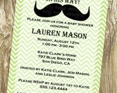 A Little Man is on his way, Mustache - Baby Shower Invitations (Baby Boy), DIY Printable, digital file (item 1029)