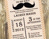A Little Man is on his way, Mustache Poster Style - Baby Shower Invitations (Baby Boy), DIY Printable, digital file (item 1030)