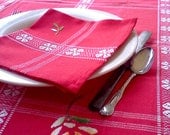 Vintage Red Tablecloth Large