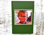 vintage book picture frame. READABLE vintage book as unique photo frame. Meet my Psychiatrist, 1977.  green, nature photography, psychology.