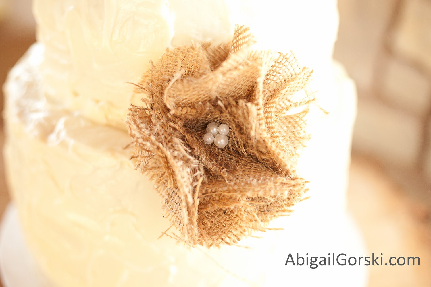 Burlap Flower Cake Topper