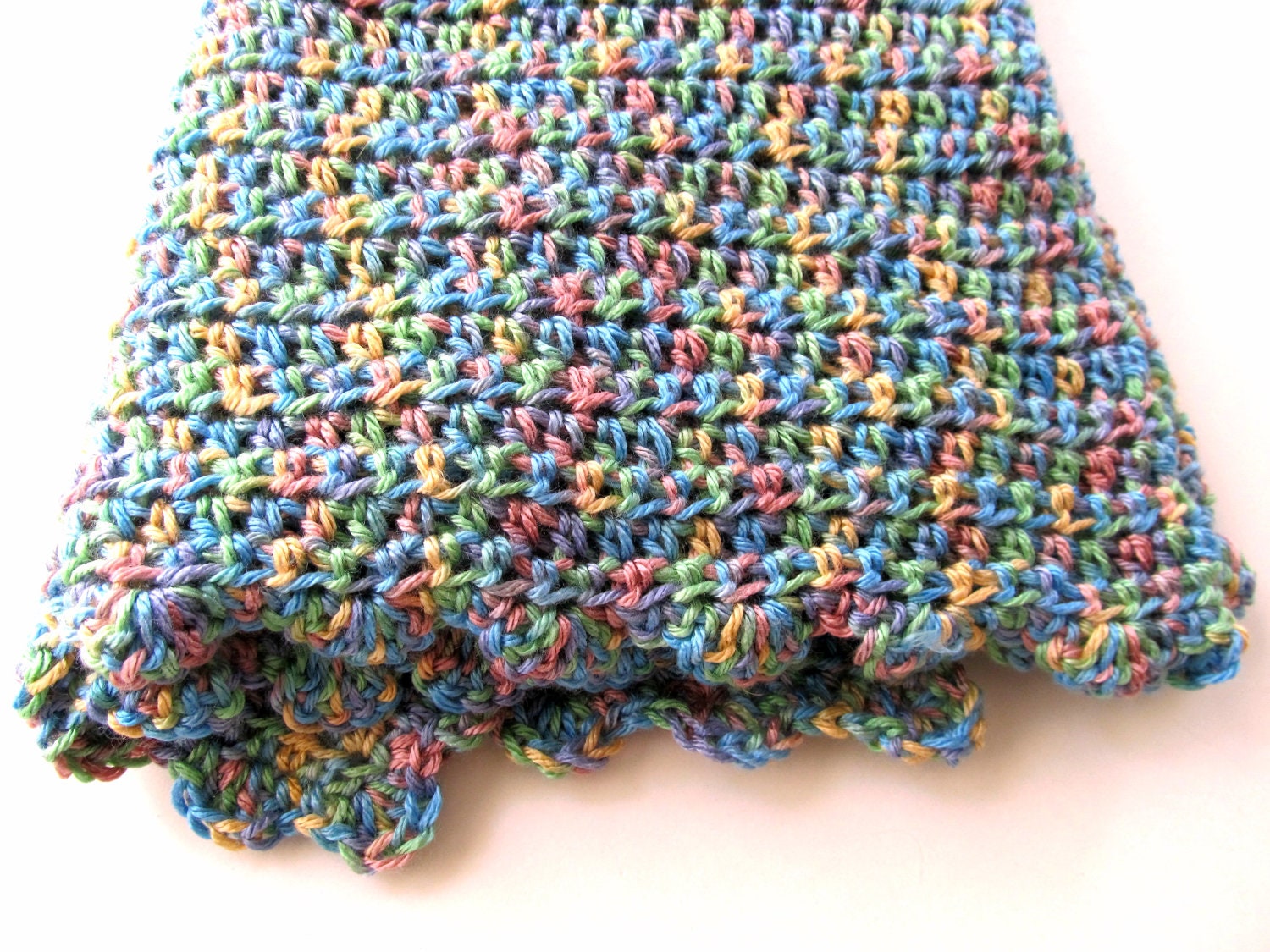 Crocheted Throw or Baby Blanket - Soft, multi colored