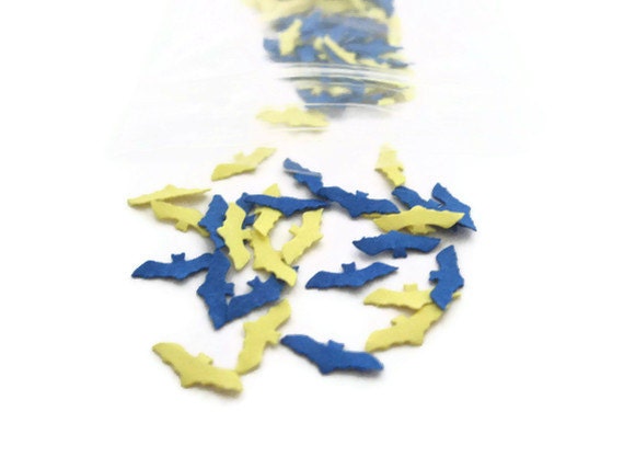 Batman Birthday Party Confetti: 250 Tiny Bats in Blue & Yellow