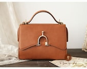 Leather Satchel - Handbag - Tote Bag in Retro Brown