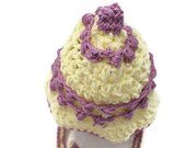 Yellow baby hat, Crochet Baby Cap, Baby Earflap Hat, Infant Beanie, Baby Winter Hat, Sundae Hat, Baby Tie Hat, Yellow Purple Hat, Photo Prop