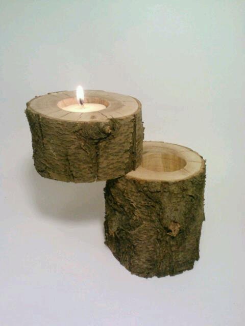 Proposal Ring Box, Ring Bearer Box, Jewelry Box, Rustic Log Tealight Candle Holder