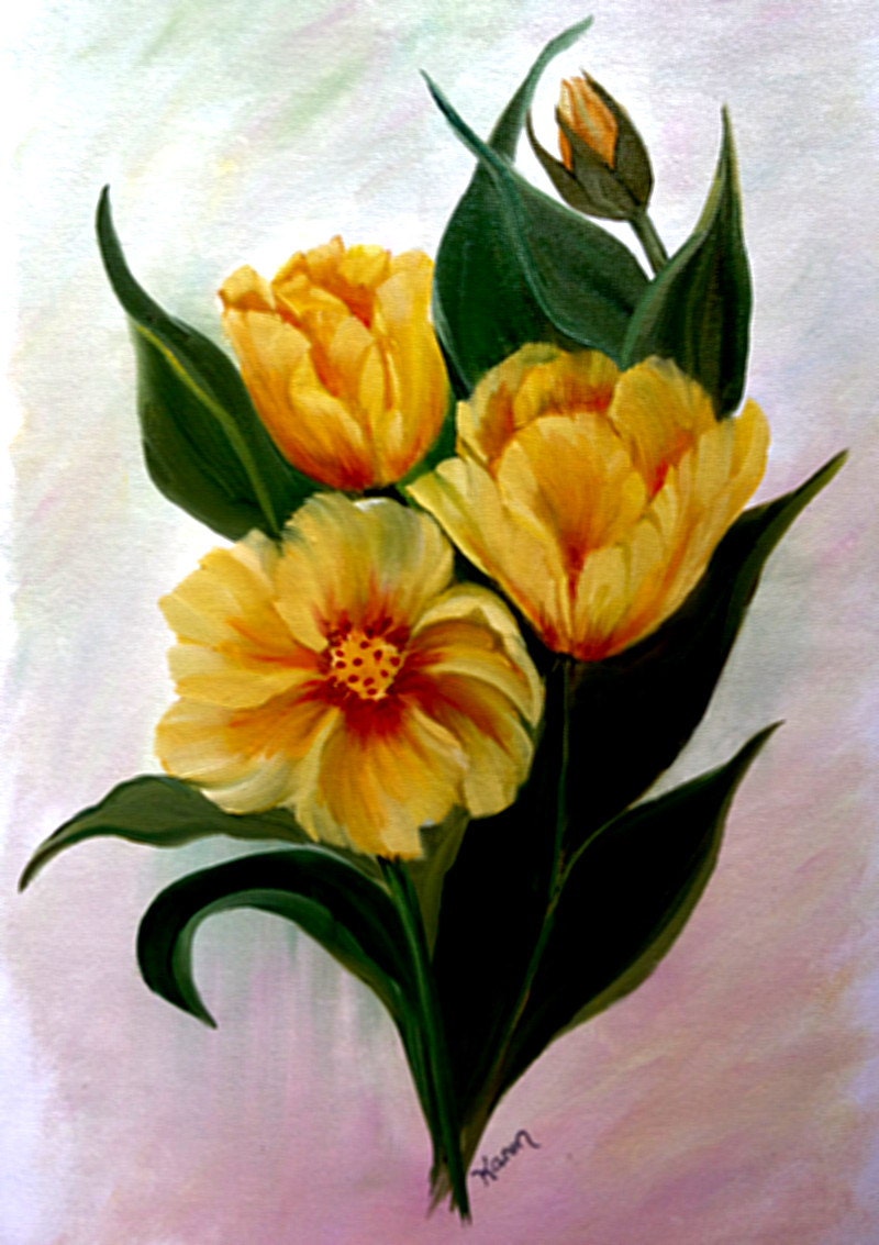 Yellow Tulips Print Greeting Card