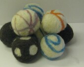 felted dryer balls, wool, natural, unscented, non toxic, bio degradeable, large, rare, endangered breeds