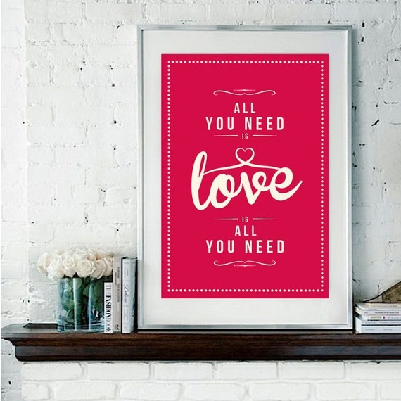Retro Inspirational Quote Giclee Art Print - Vintage Typography Decor - Customize - Love Is All You Need UK