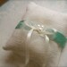 Burlap ring pillow with velvet ribbon, pearl, and silk tulle accent