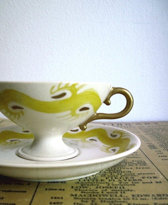 Hand Painted Vintage Cup and Saucer, Rose Crown China Company