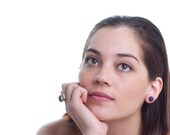 Navy pea pod stud earrings - sterling sliver