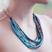 Turquoise Brown and Pink wood bead Handmade Necklace