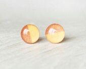 PUMPKIN PIE - Orange Earrings - Stud Earrings - Small Earrings - Fall Fashion - Thanks Giving - Big Earrings - Two Tone Studs By Ear Sugar