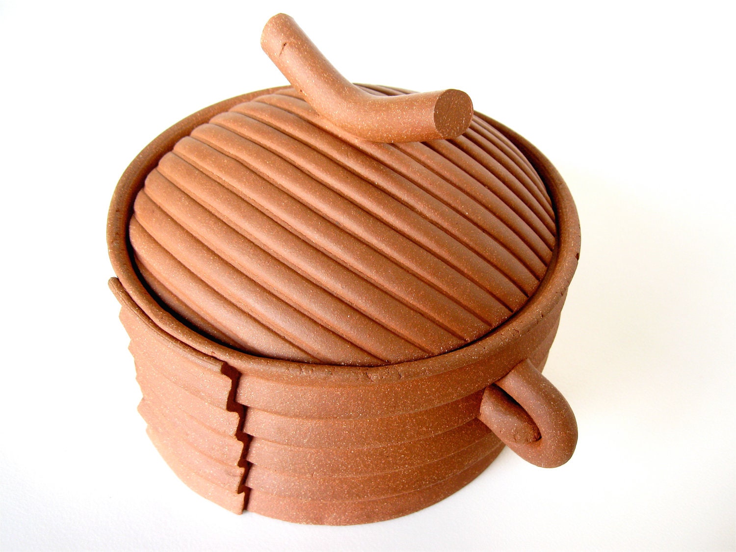 Stoneware Casserole Dish, modern ceramic pottery lidded clay baker baking dish kitchen bakeware dining serving bowl in pecan brown