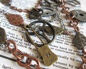 Steampunk style gears and charm necklace