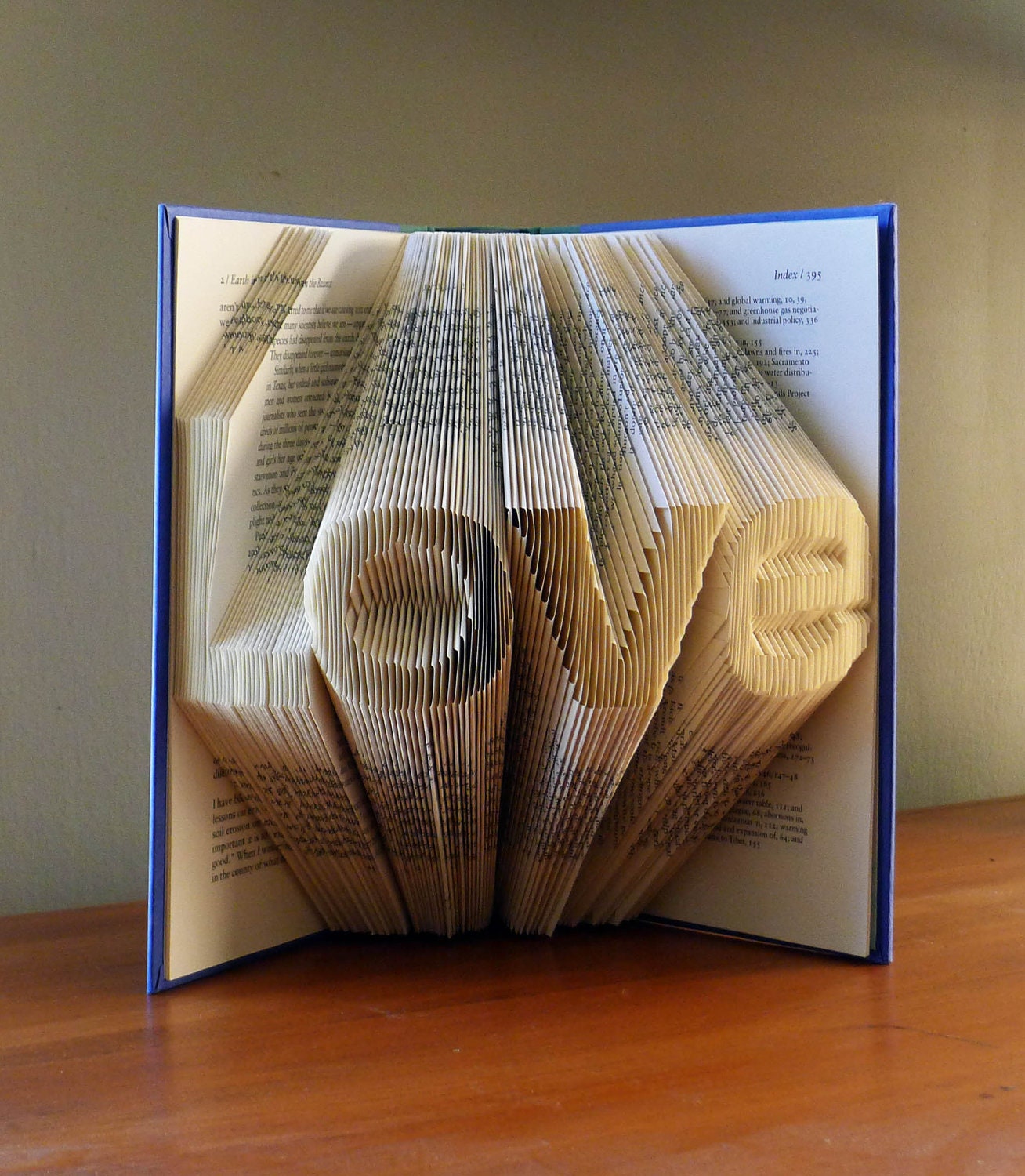 Folded Book Art - Unique Wedding Gift / Decoration - LOVE - Centerpiece - Paper - Altered Book - Book Lovers - Anniversary