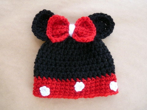 Baby girl Hat, Minnie Mouse Ears, Baby Girl