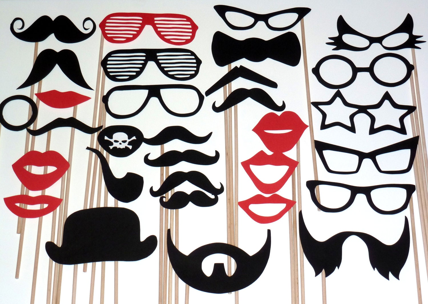 DIY- YOU GLUE - 30 Photo Booth Props Photobooth prop - On a Stick -  Mustache Moustache Party Made to Order