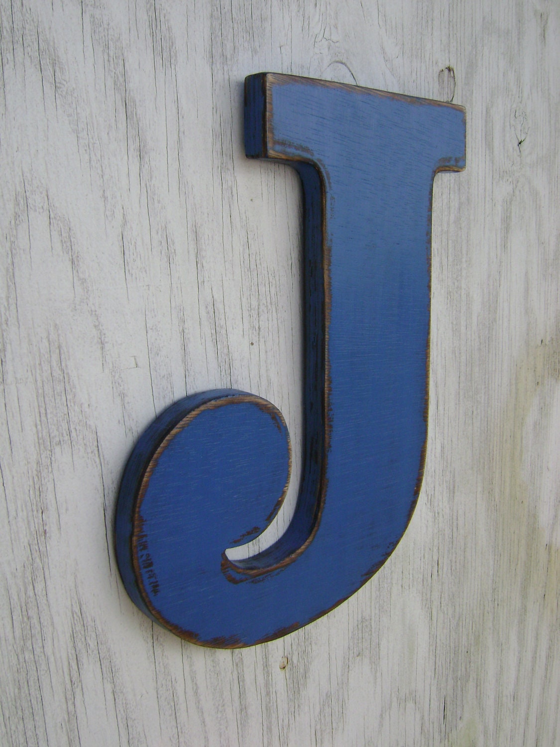 Wedding decor shabby chic rustic weathered vintage wooden letter J,home,cottage cabin baby nursery decor