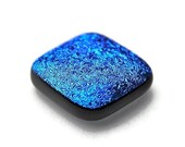 Fused Dichroic Glass Cabochon Pendant in Bright Textured Blue