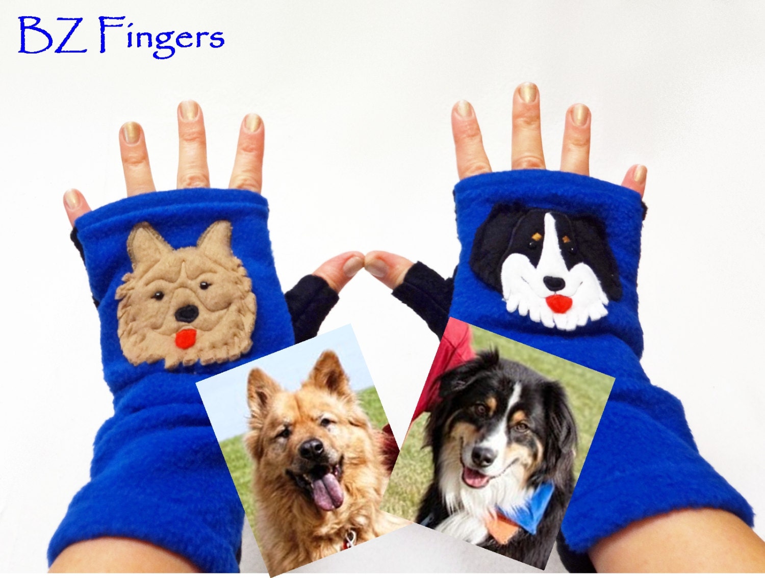 Personalized Dog Gift. Fingerless Gloves with Pockets for Dog Lovers.