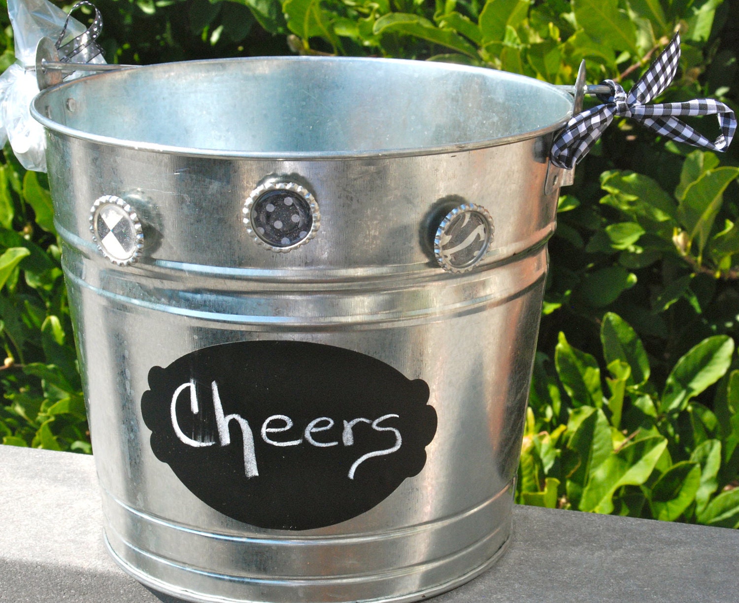 Galvanized Bucket with Chalkboard Label Perfect for Parties