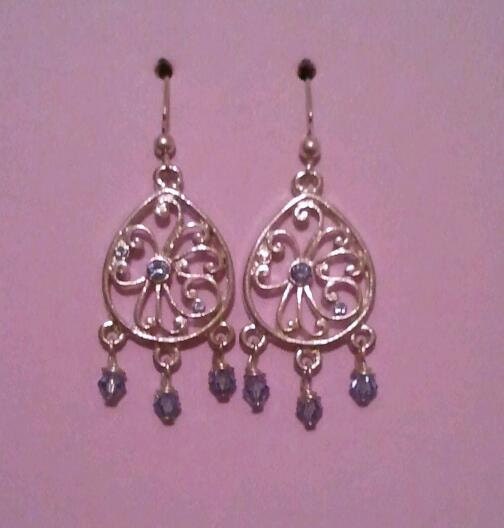 Silver & Pale Blue Swarovski Crystals Chandelier Earrings