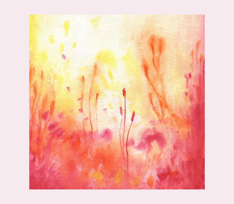 8x8 Abstract Watercolor print - Red, Yellow, Orange Palette