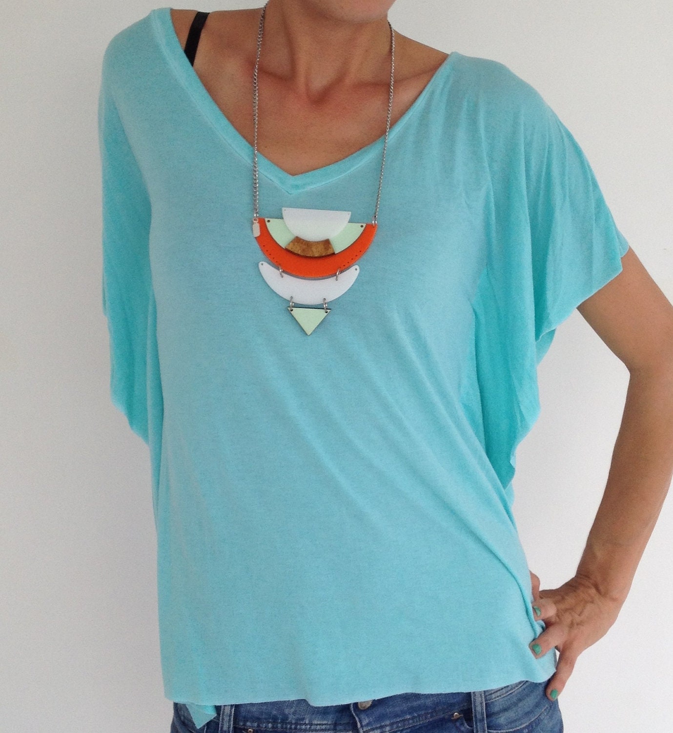 Kite Geometrical necklace, statement necklace, perspex necklace, formica necklace, wood necklace