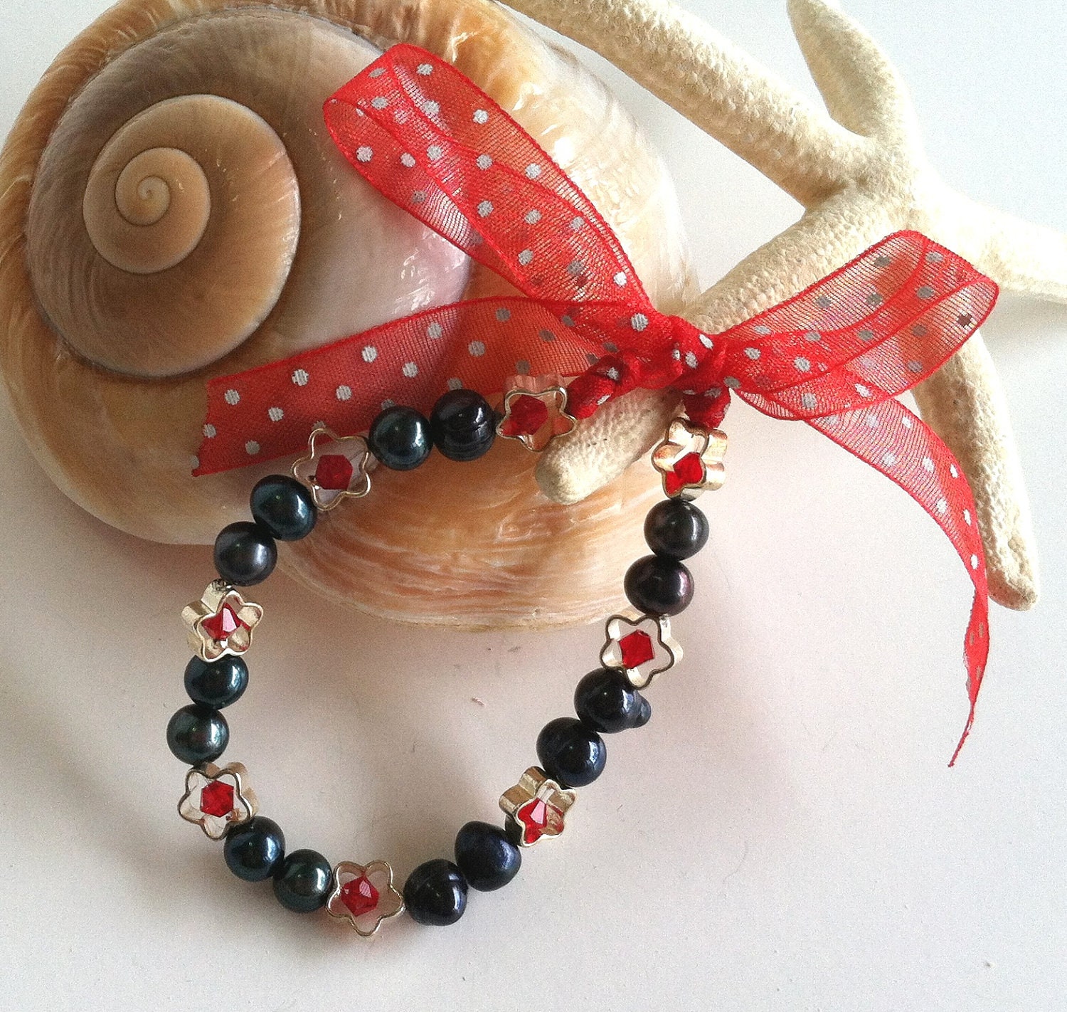 Patriotic Pearl Bracelet Girls Red White Blue Freshwater Pearls Swarovski Crystals Patriotic Stars And Colors In Silver Plate Stars