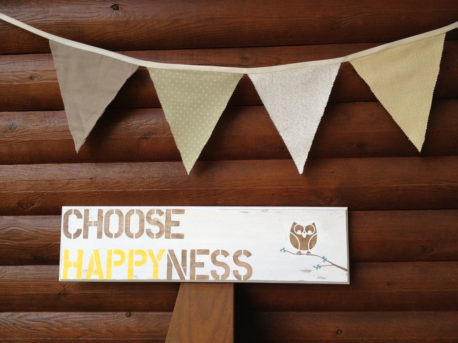 Choose HAPPYness Owl Sign nursery decor owl yellow Rustic brown owls kids decor neutral boy girl room dorm