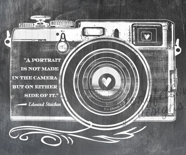 Edward Steichen Quote - Retro Camera - Chalkboard Look 11 x 14 Print