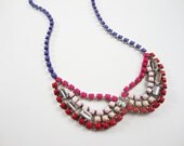 The Hope Necklace - Hand Painted Vintage 1950s Rhinestone Necklace - Purple, Pink, Red