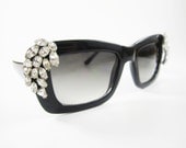 The Annabella Sunglasses - One Of A Kind - Black Frame Vintage Rhinestone Sunglasses by Love Obsessed