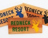 REDNECK RESORT Deer Sign, Hand Routed, Funny Sign, Cabin Lodge Sign, Gift for Dad