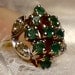 10k Gold Yellow  Emerald & Diamond Cluster Ring