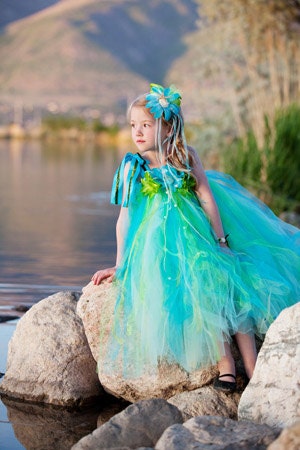 PRISCILLA Sea Princess - One Strap Halloween Costume Tutu, Dress Set Includes, Dress, Hair Piece & Bracelet Sizes 12-24 2T 3T 4T 5T 5/6 7/8