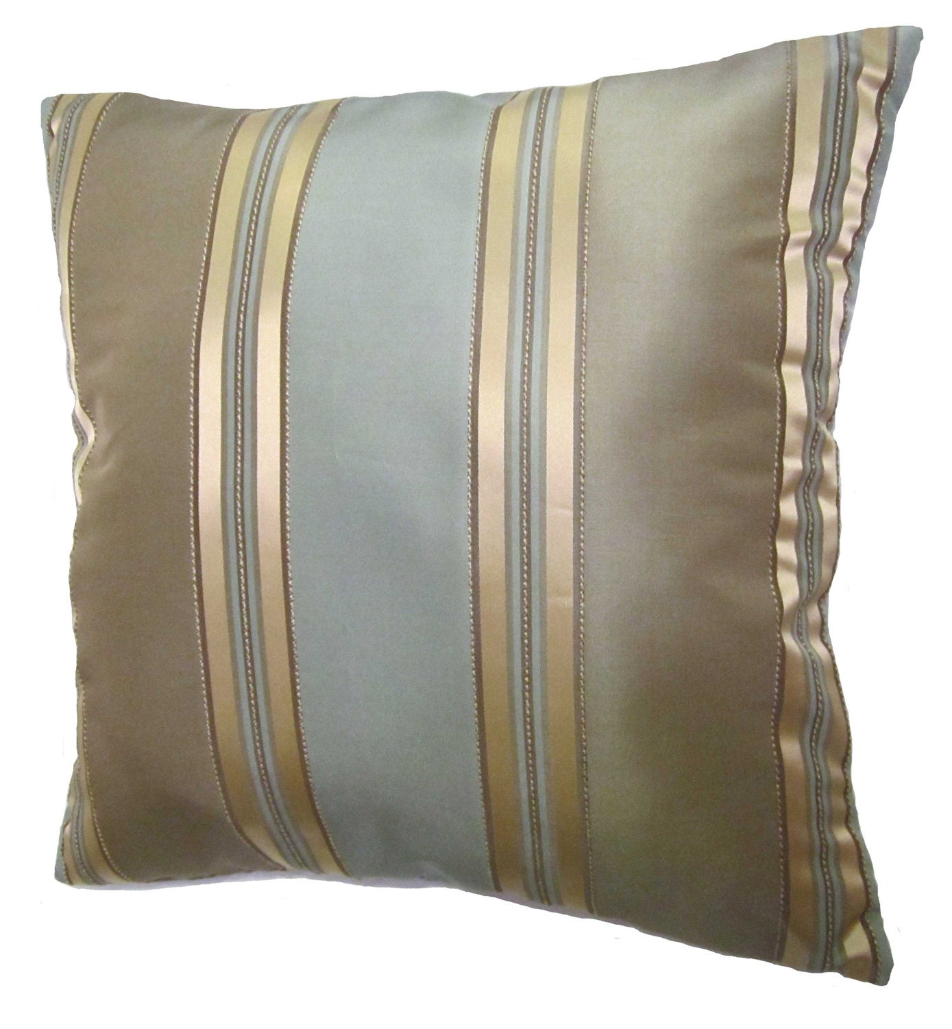 22x22 Teal Blue, Gold, and Dim Camouflage Green Stripes Decorative Throw Pillow Covers