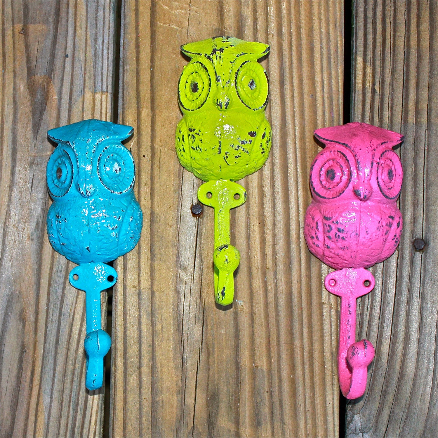 Wall Hook /Pink /Teal /Lime Green Owl /Ornate /Cottage,Shabby Chic /Key Hook /Accessory /Coat hanger /Wall Decor /Towel Hook /Whimsy