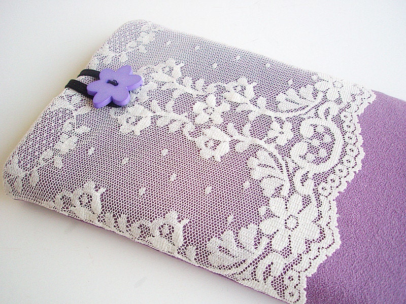 Lace Kindle Sleeve Pocket , Kindle fire sleeve cover, nook cover, Google nexus 7 case Purple
