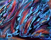 Summer Storm Abstract Colorful Metallic Acrylic Painting Small On Paper